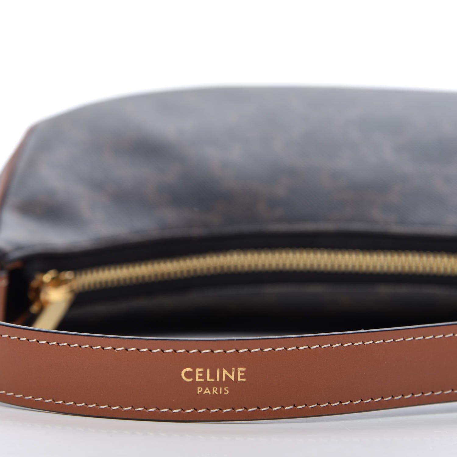 Celine Triomphe Canvas Calfskin Ava Shoulder Bag Tan 8 of 9