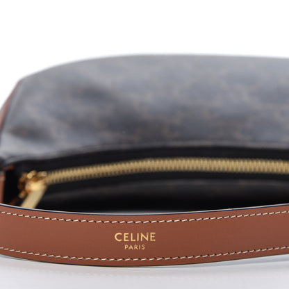 Celine Triomphe Canvas Calfskin Ava Shoulder Bag Tan 8 of 9