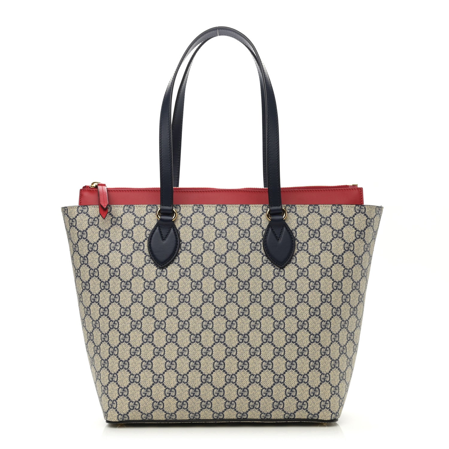 Gucci GG Supreme Monogram Medium Zippered Bucket Tote Beige Blue Hibiscus Red 1 of 13