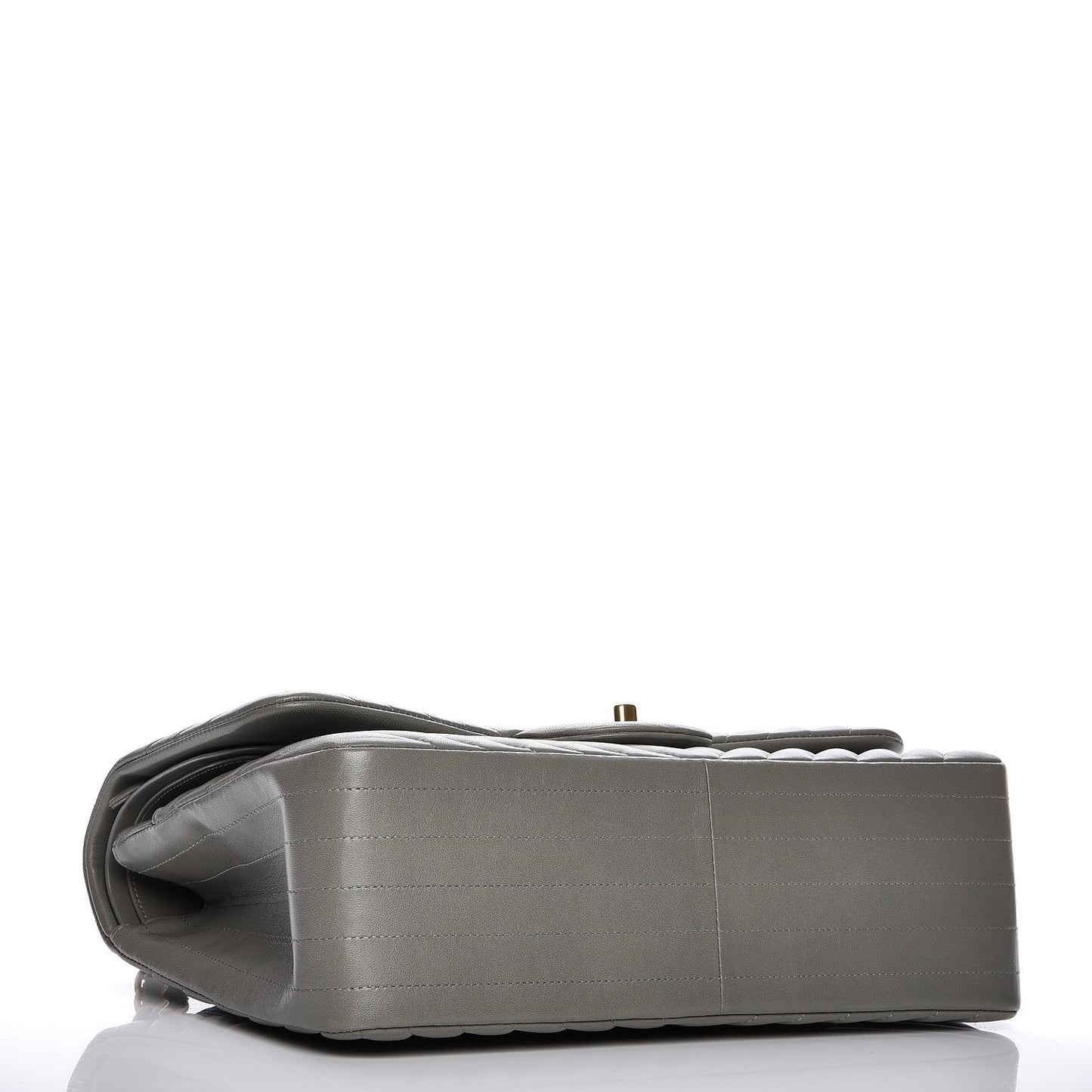 Lambskin Chevron Quilted Jumbo Double Flap Grey