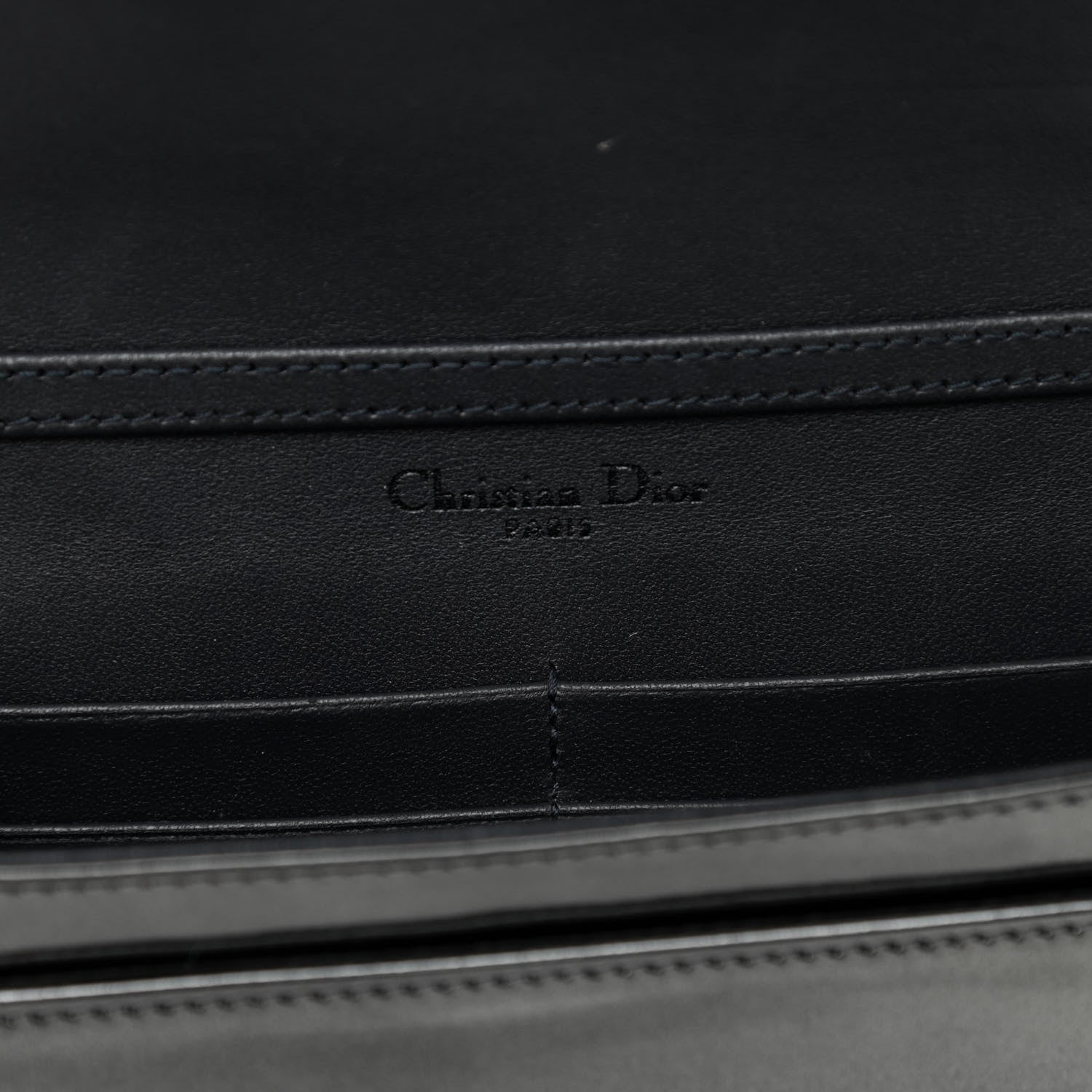 Christian Dior Metallic Patent Micro-Cannage Diorama Wallet on Chain Pouch Onyx Black 6 of 10