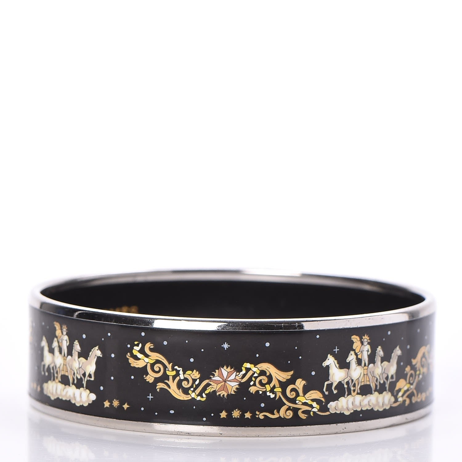 Hermes Enamel Printed Celestial Mythology Wide Bracelet 70 Black 3 of 5