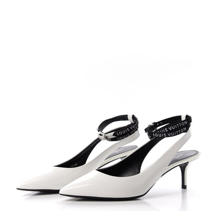Louis Vuitton Patent Call Back Sling Back Pumps 38.5 White 3 of 9