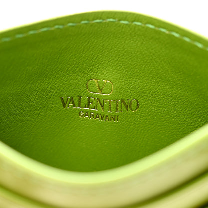 Valentino Garavani Calfskin Toile Iconographe Embossed Vlogo Card Holder Chartreuse 7 of 8