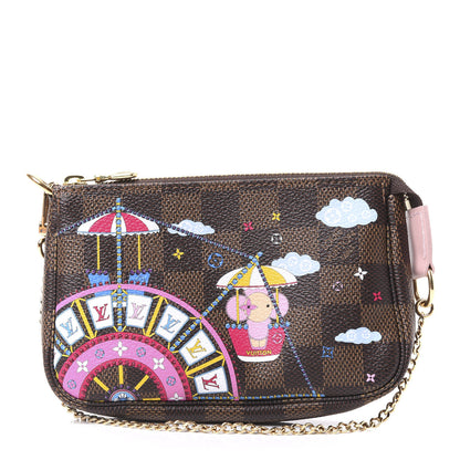 Louis Vuitton Damier Ebene 2020 Christmas Animation Big Wheel Mini Pochette Accessories Rose Ballerine 1 of 10