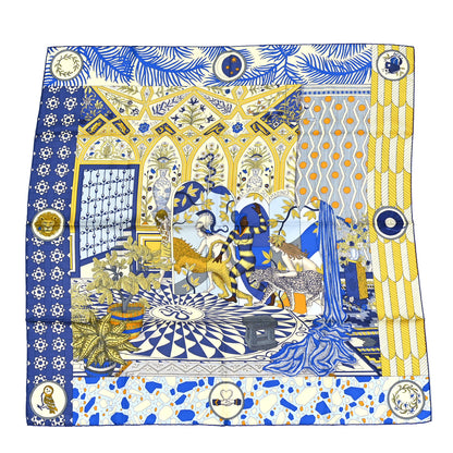 Hermes Silk La Danse Des Amazones Scarf 90 Bleu Roy Gold Creme 1 of 4