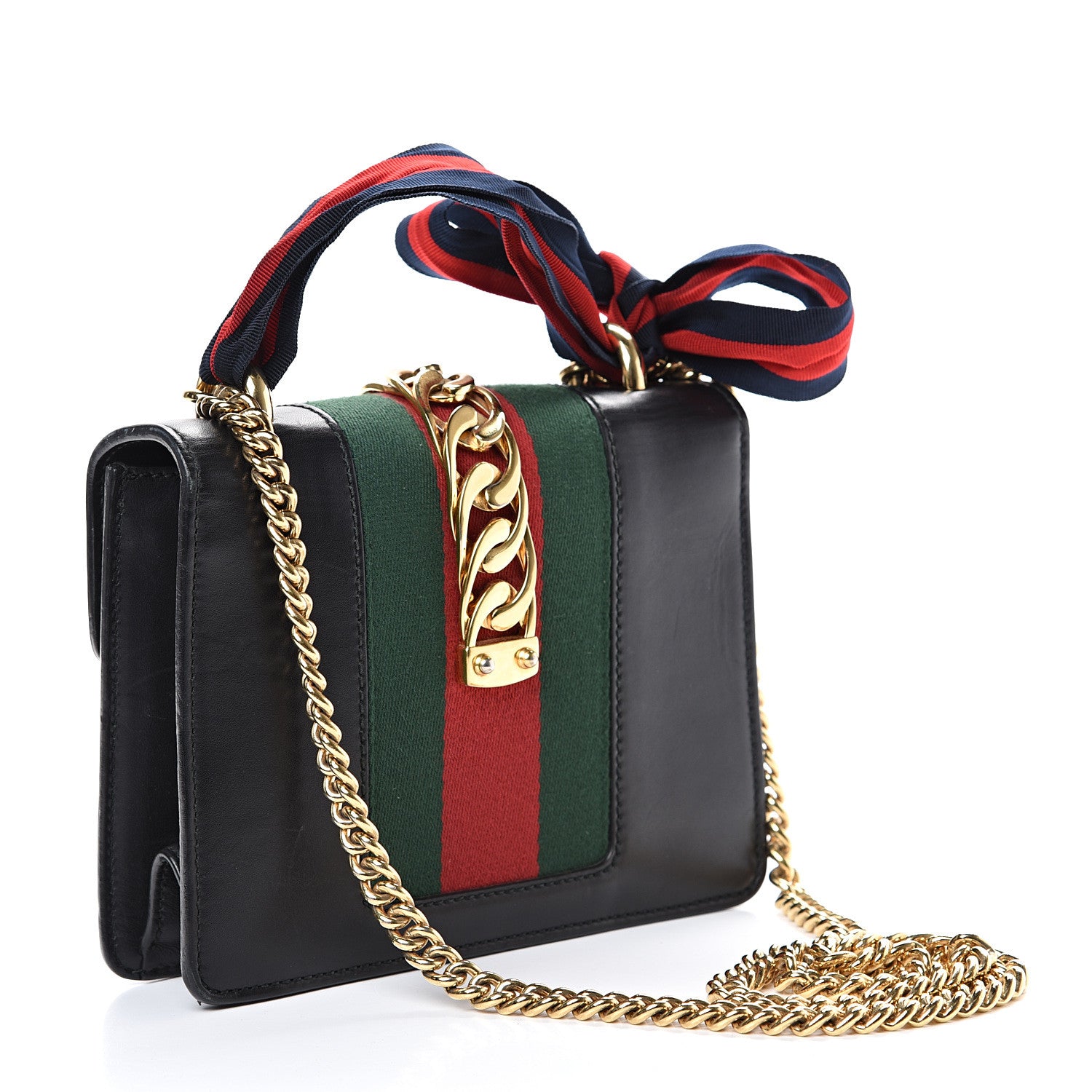 Gucci Calfskin Mini Sylvie Chain Shoulder Bag Black 2 of 18