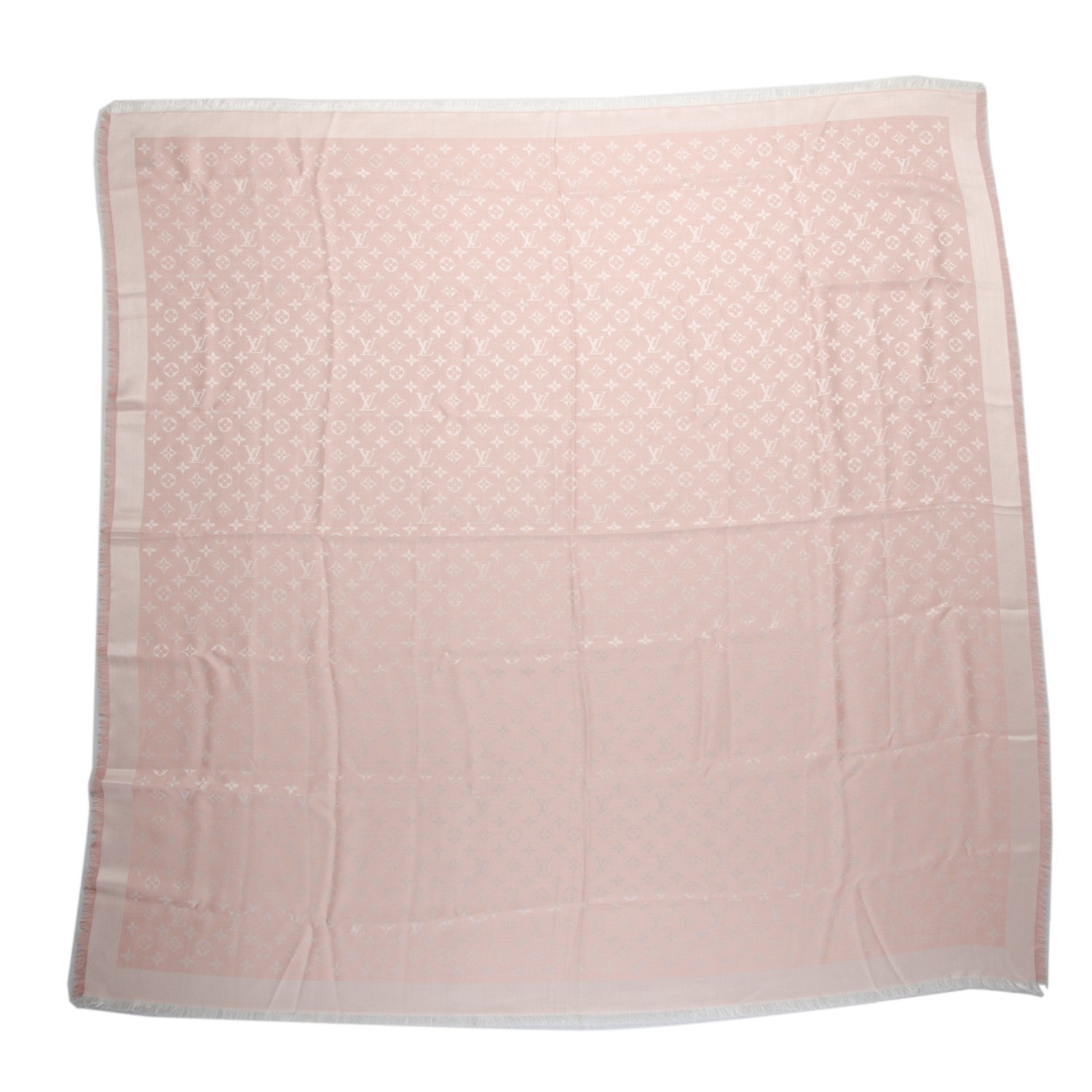 Louis Vuitton Silk Wool Monogram Denim Shawl Pink 3 of 5