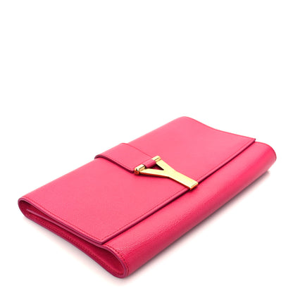 Saint Laurent Textured Calfskin Y Ligne Clutch Fuchsia 7 of 14