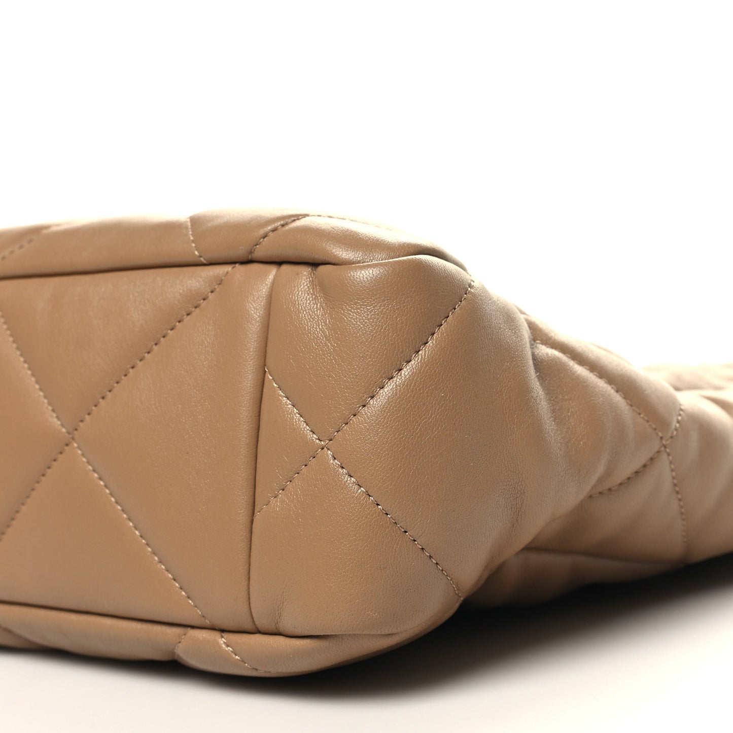 Lambskin Quilted Chanel 19 Shopping Bag Beige