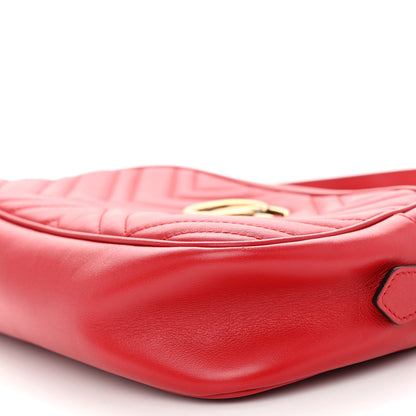 Gucci Calfskin Matelasse Small GG Marmont Chain Shoulder Bag Hibiscus Red 10 of 10