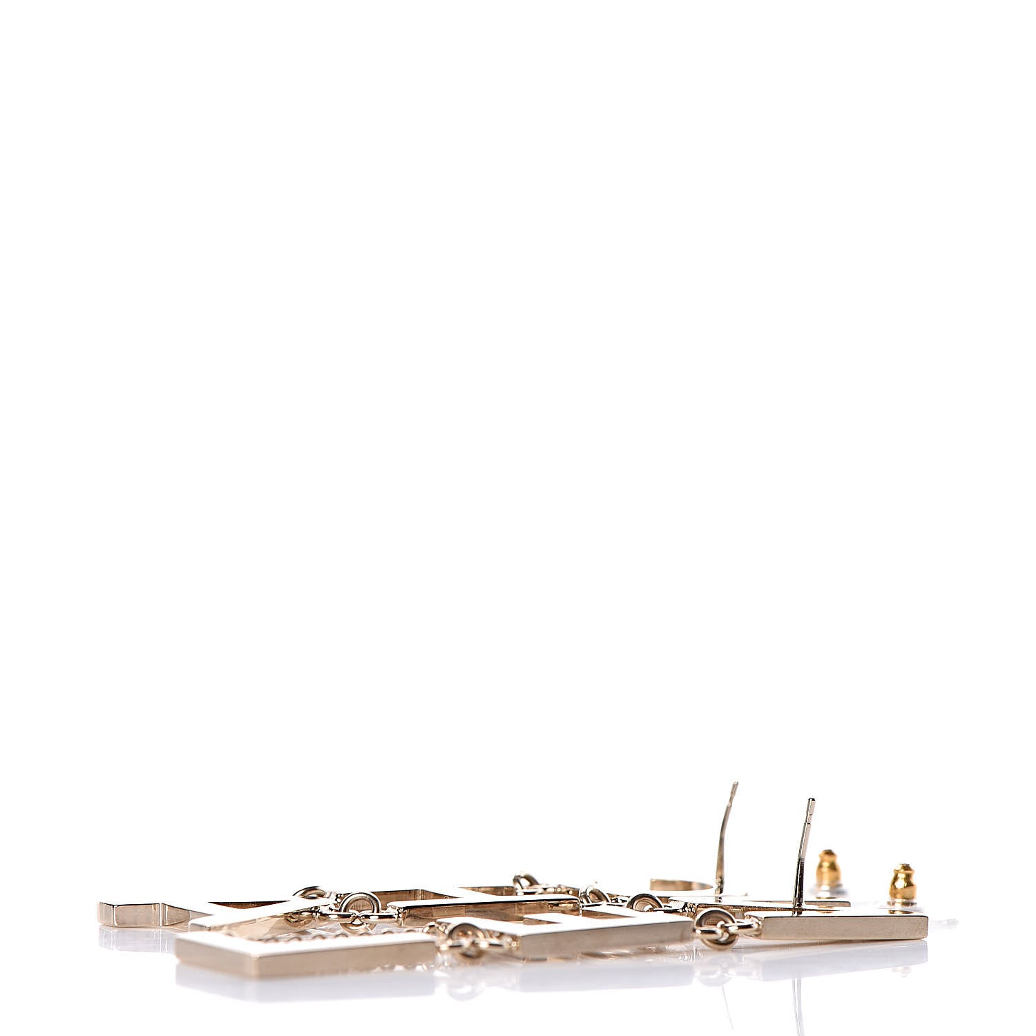 Chanel Metal Cha-Nel Logo Drop Earrings Gold 3 of 5