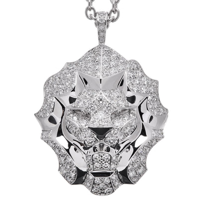 Chanel 18K White Gold Diamond Sous Le Signe du Lion Pendant Necklace 13 of 17