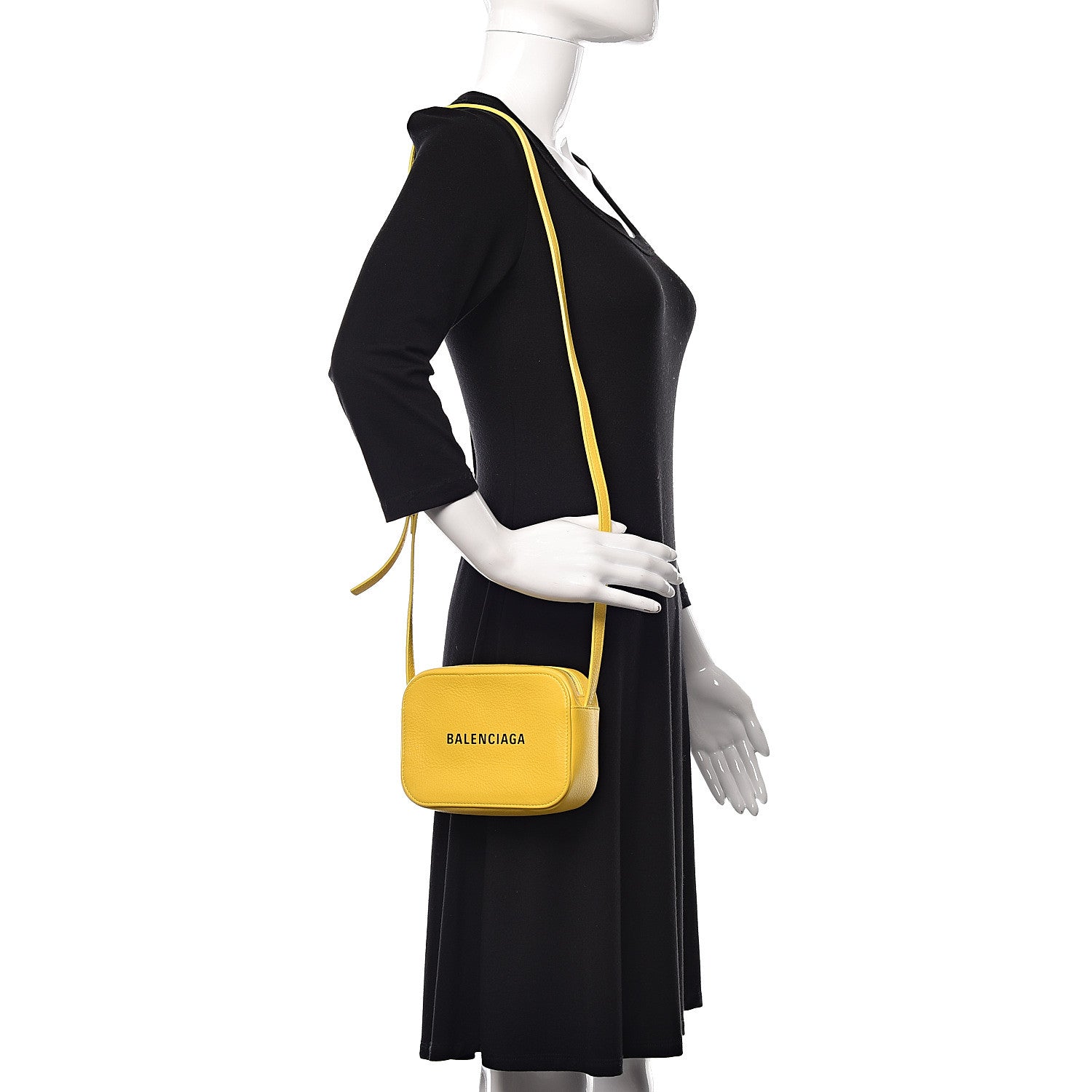 Balenciaga Calfskin Logo XS Everyday Camera Bag Yellow Black 2 of 11