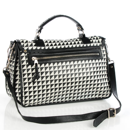 Proenza Schouler Calfskin Triangle Print Medium PS1 Satchel Black White 3 of 9