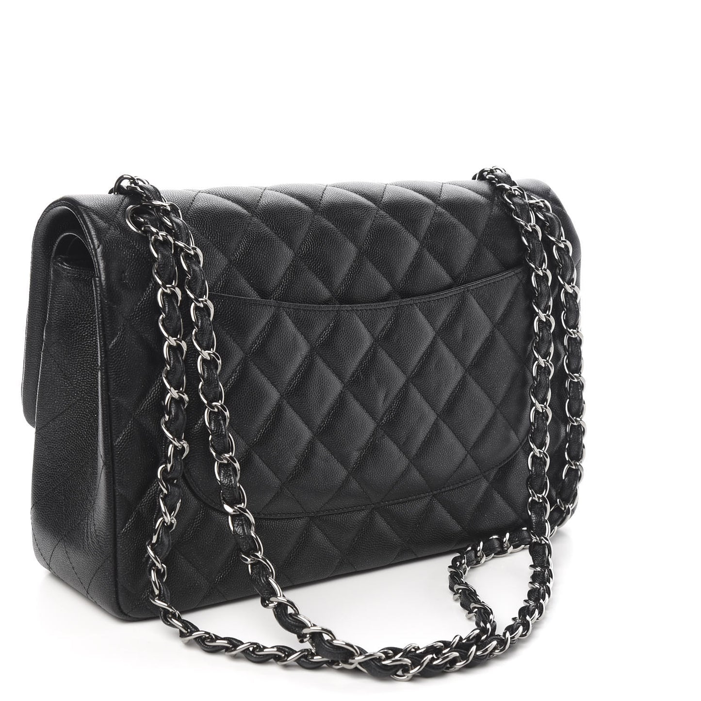 Iridescent Caviar Quilted Jumbo Double Flap Black