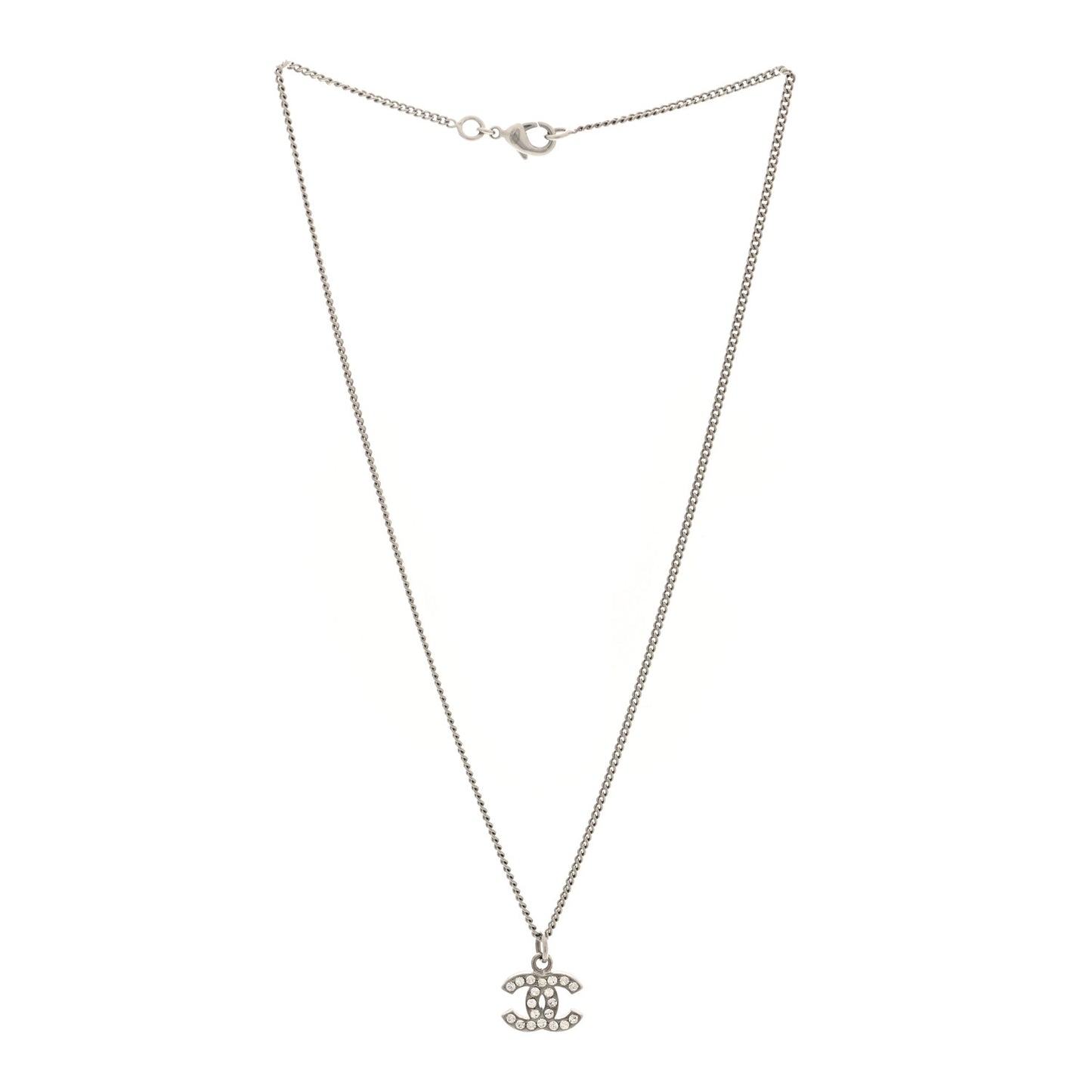 Crystal CC Pendant Necklace Silver