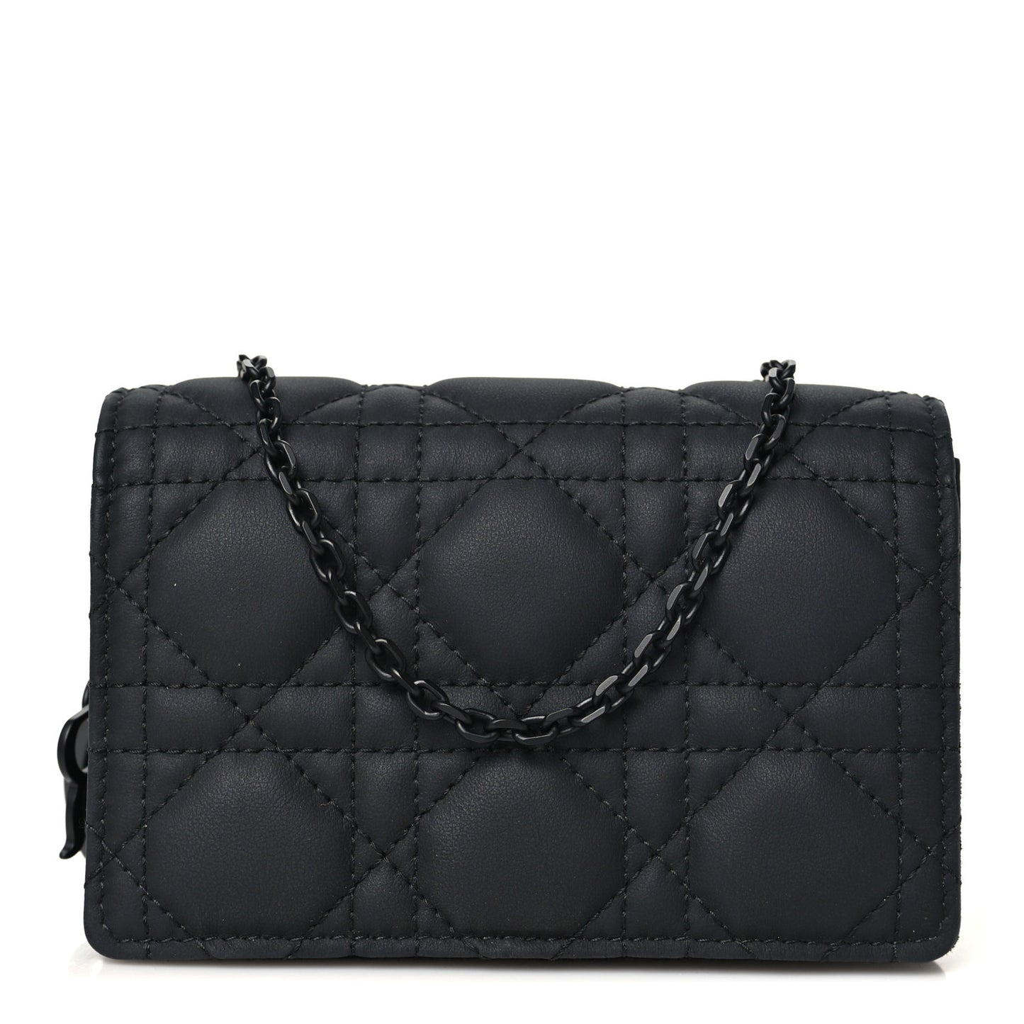 Ultra Matte Calfskin Cannage Mini Waist Pouch on Chain Black