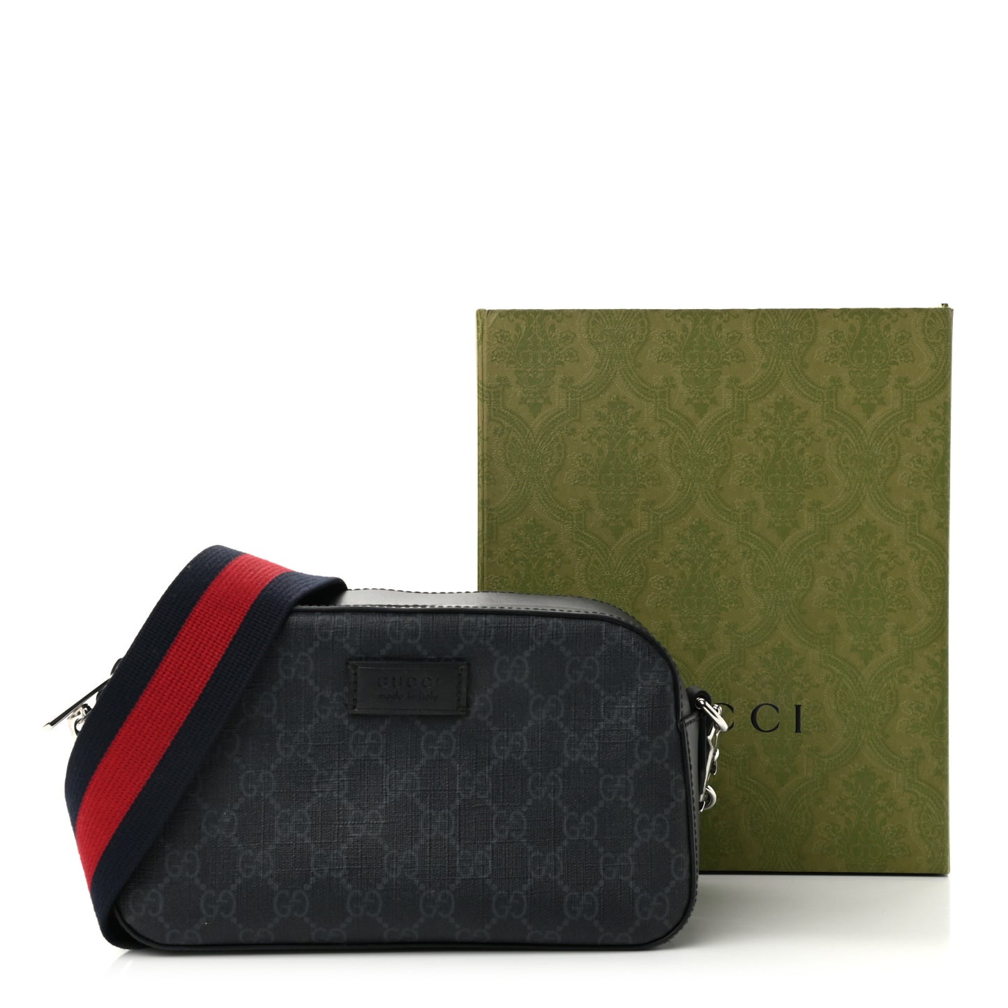 GG Supreme Monogram Web Shoulder Bag Black Grey