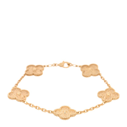 Van Cleef & Arpels 18K Yellow Gold 5 Motifs Vintage Alhambra Bracelet 1 of 4