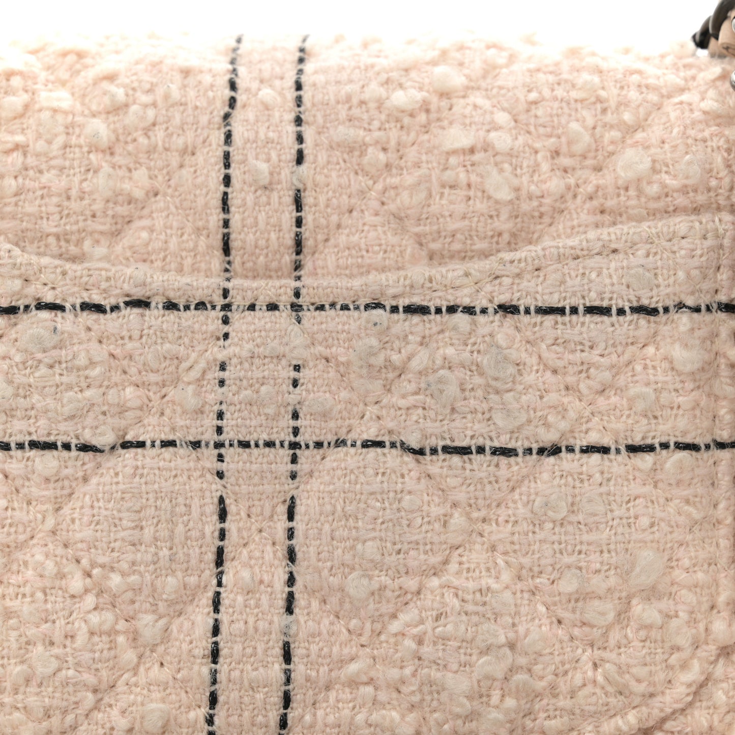 Tweed Quilted Mini Rectangular Flap Light Pink Black