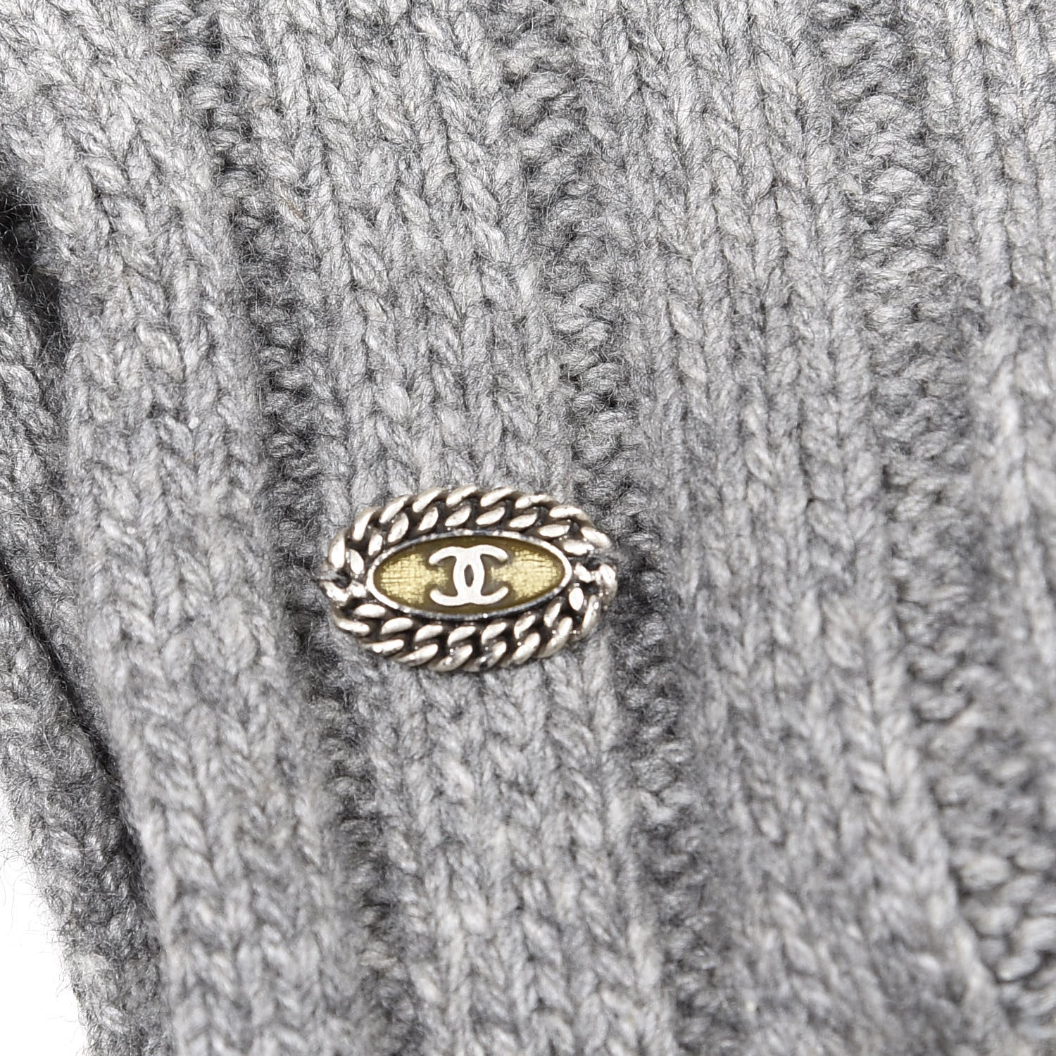 Chanel Cashmere Camellia Fringe Scarf Grey 4 of 8