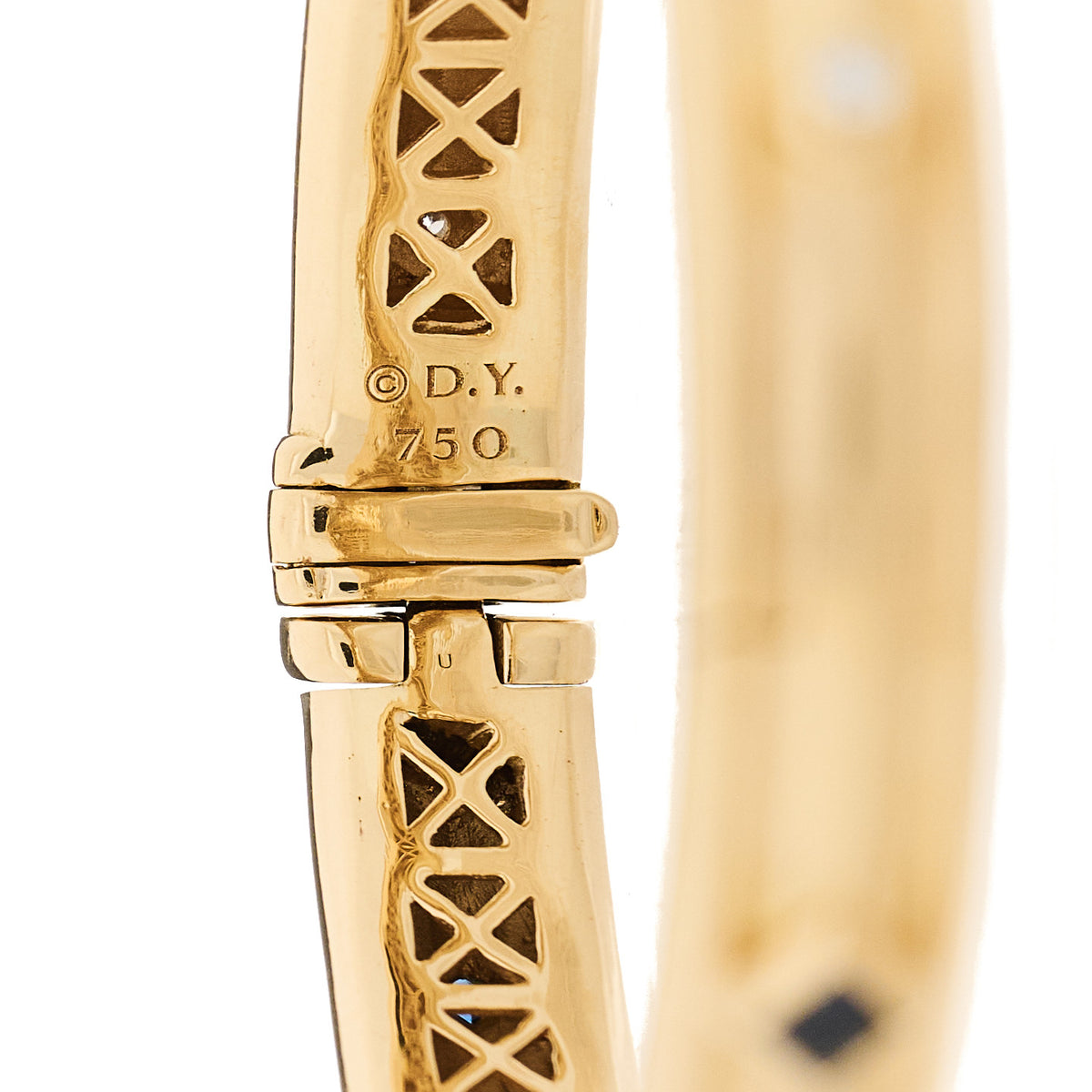 David Yurman 18K Yellow Gold Diamond Blue Sapphire Modern Renaissance Bracelet 3 of 3