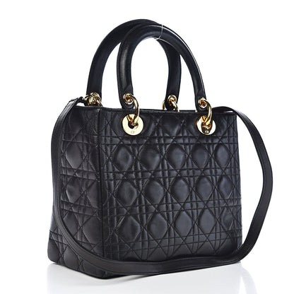 Christian Dior Lambskin Cannage Medium Lady Dior Black 3 of 13