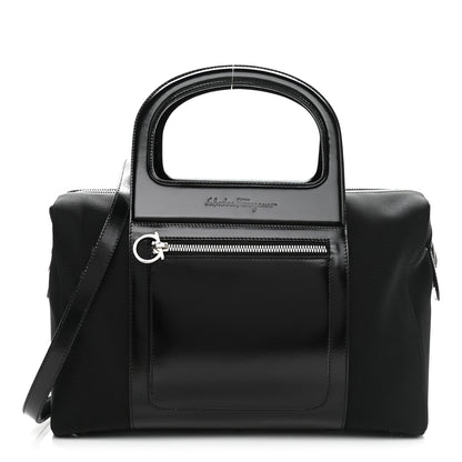Salvatore Ferragamo Calfskin Canvas Top Handle Bag Black 1 of 10