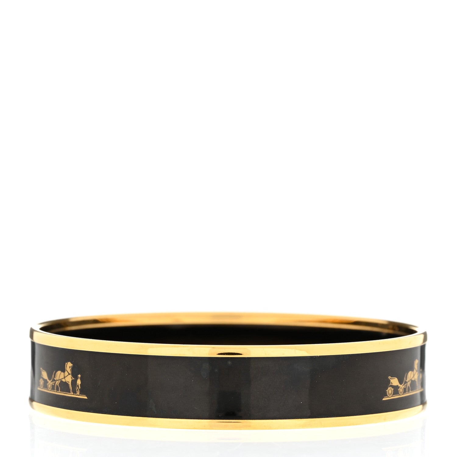 Hermes Enamel Printed Narrow Caleche Bracelet 70 Black 3 of 5