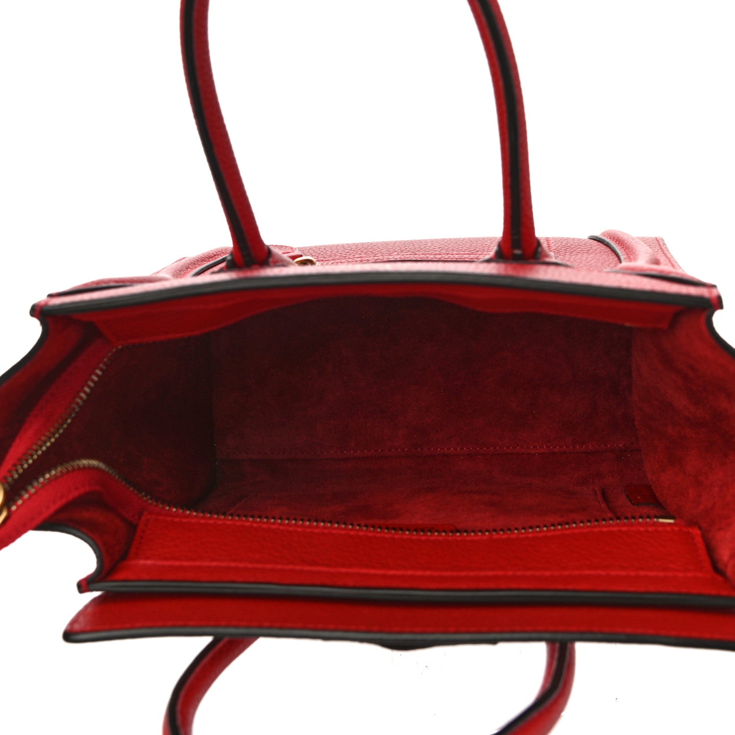 Celine Drummed Calfskin Nano Luggage Red 5 of 10