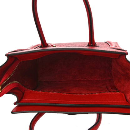 Celine Drummed Calfskin Nano Luggage Red 5 of 10