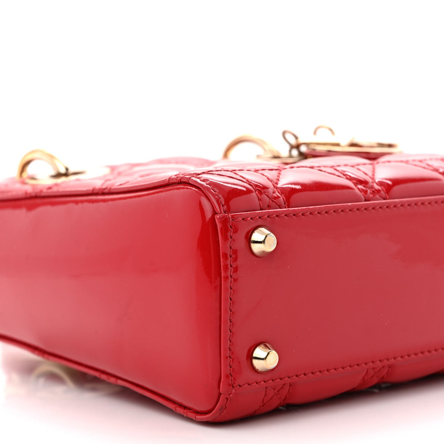 Patent Cannage Mini Lady Dior Red