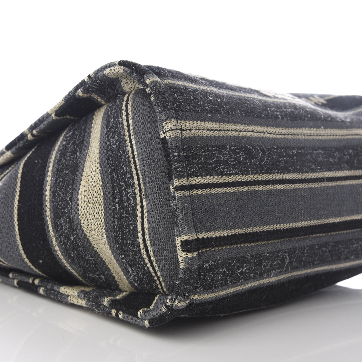 Striped Canvas Small Deauville Tote Dark Grey