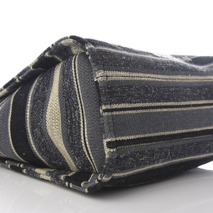 Chanel Striped Canvas Small Deauville Tote Dark Grey 5 of 8