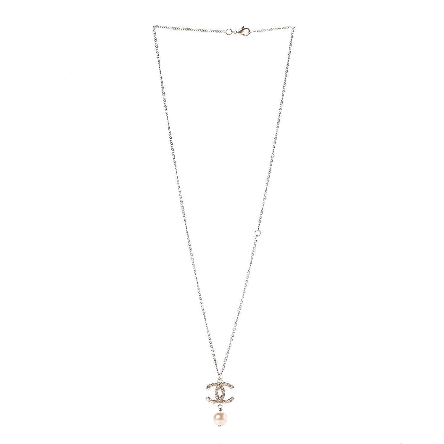 Chanel Pearl Crystal Twisted CC Drop Necklace Gold 3 of 5