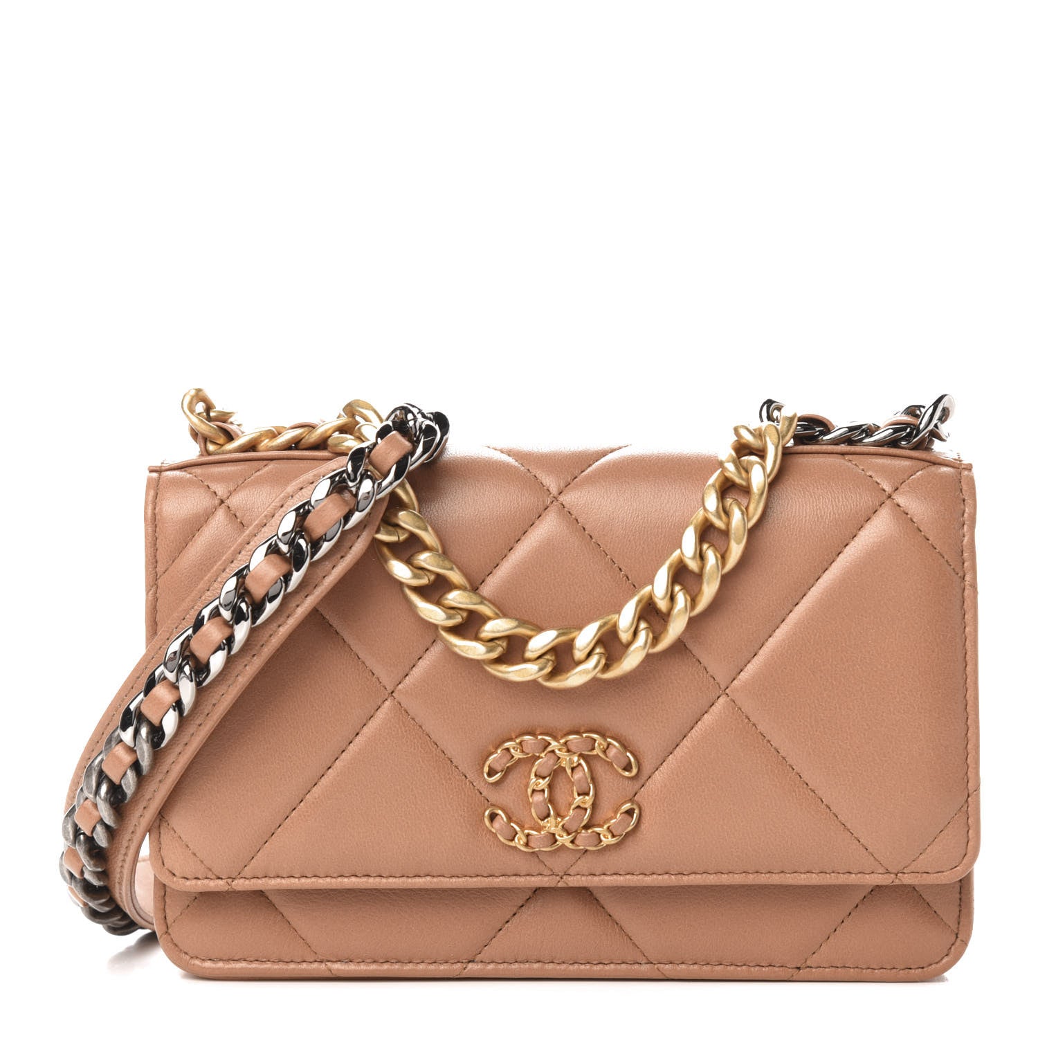 Chanel Lambskin Quilted 19 Wallet On Chain WOC Brown 1 of 13