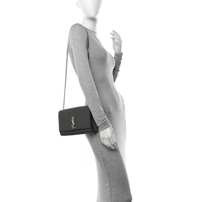 Saint Laurent Grain De Poudre Medium Classic Monogram Kate Satchel Earth Grey 2 of 10
