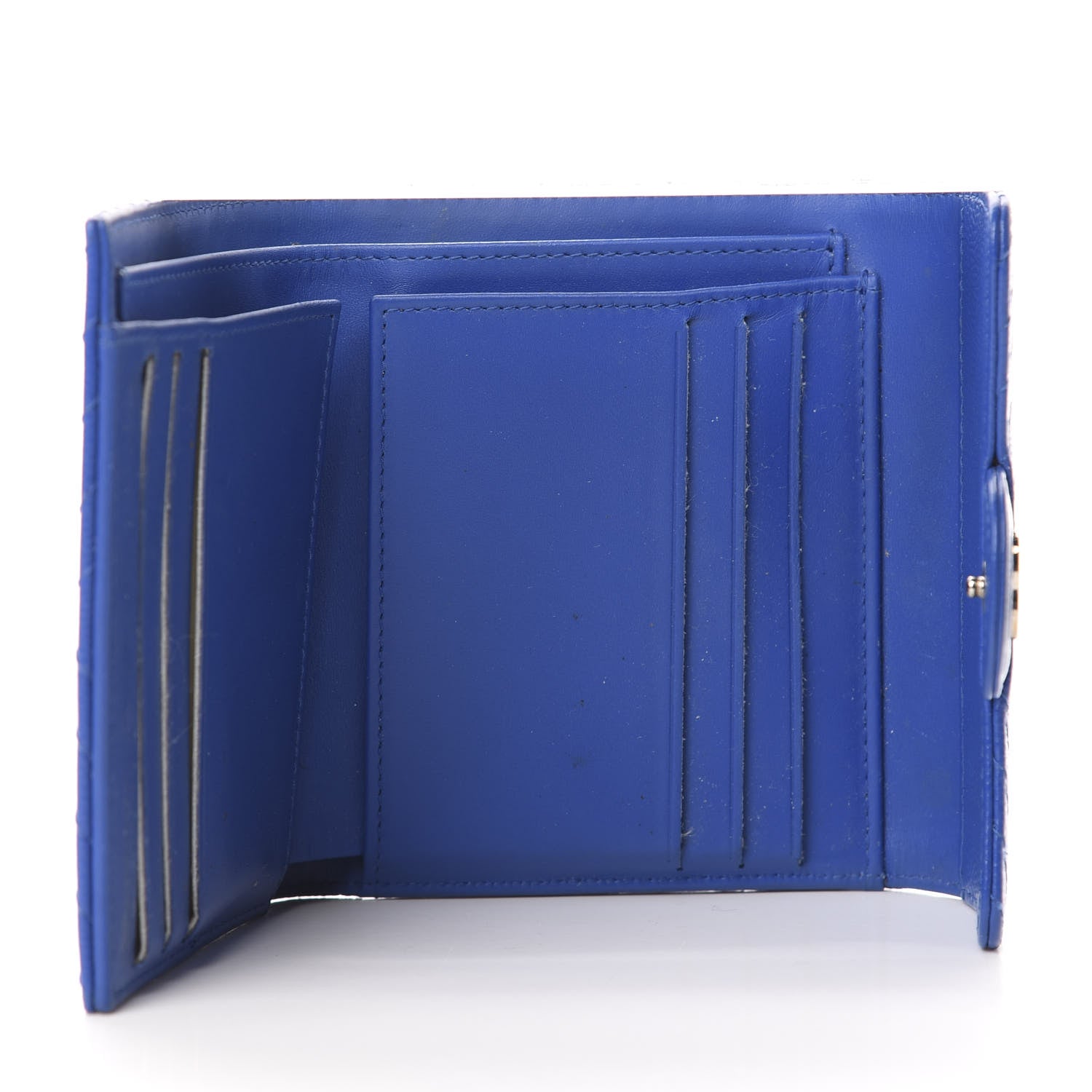 Chanel Caviar Chevron Quilted Compact Flap Wallet Bright Blue 5 of 10