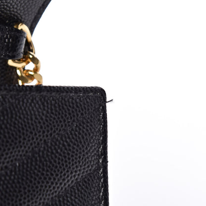 Saint Laurent Grain De Poudre Matelasse Chevron Monogram Chain Wallet Black 9 of 11