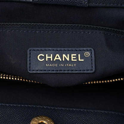 Chanel Lambskin Caviar Lovely Chains Shopping Tote Black Navy 6 of 11