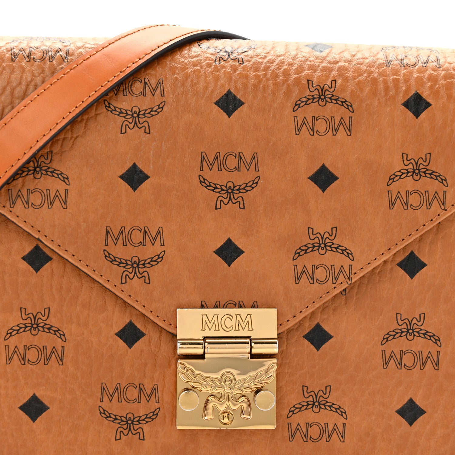 MCM Visetos Patricia Crossbody Bag Cognac 9 of 13