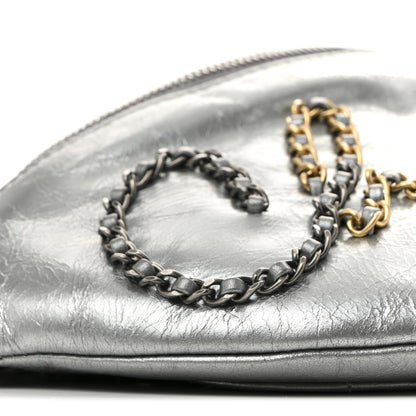 Chanel Metallic Crumpled Calfskin Chain 20s Signe Waist Bag Silver 9 of 14