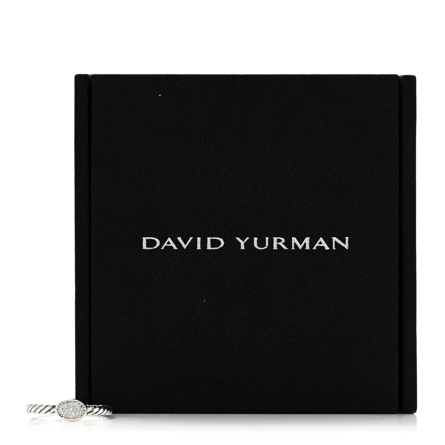 David Yurman Sterling Silver Diamond Pave Cable Classics Oval Ring 54 7 5 of 5