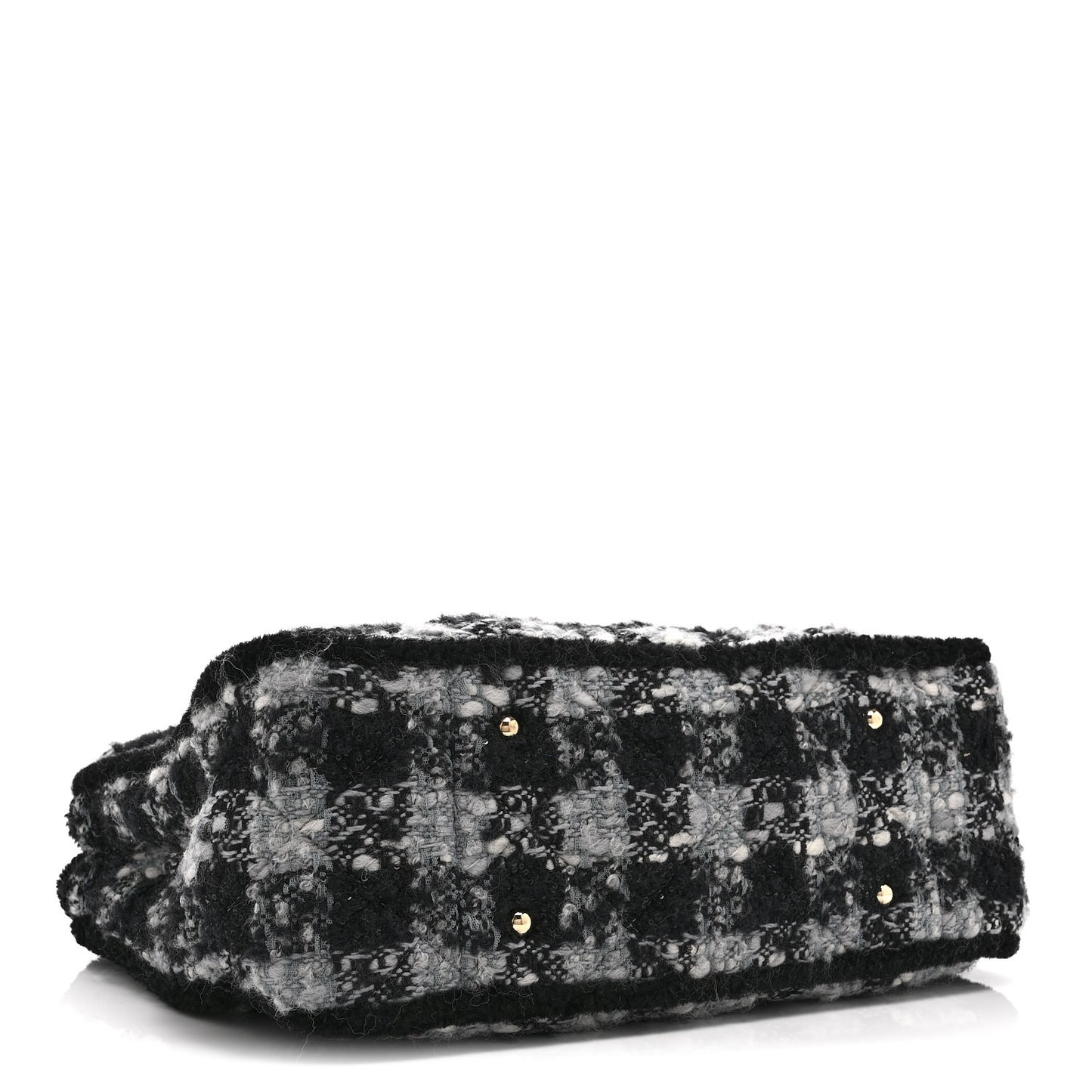 Tweed Shearling Quilted Lambskin Shopping Tote  Black Grey