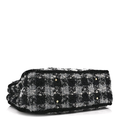Chanel Tweed Shearling Quilted Lambskin Shopping Tote  Black Grey 4 of 10