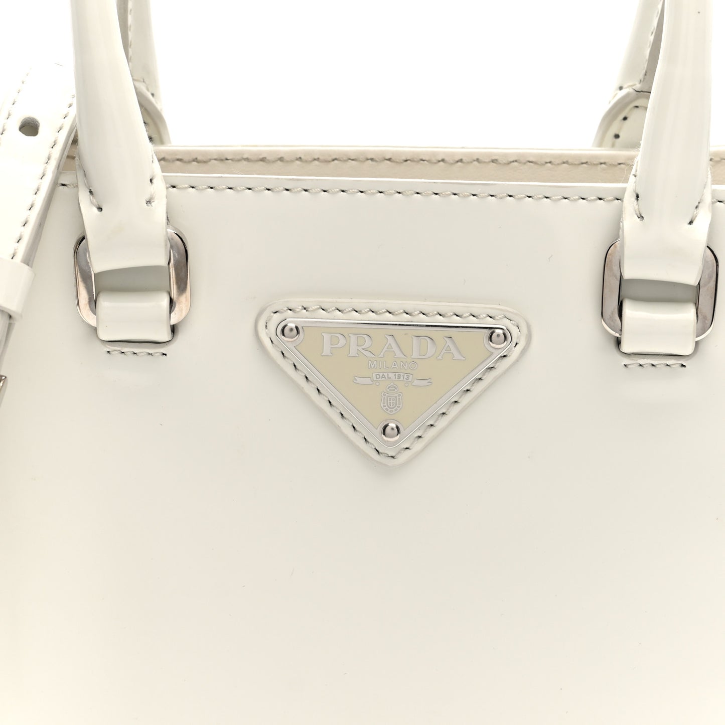 Spazzolato Triangle Small Double Handle Crossbody Tote White
