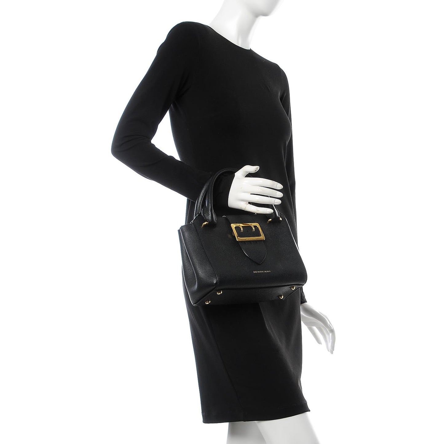 Soft Grain Calfskin Small Buckle Tote Black