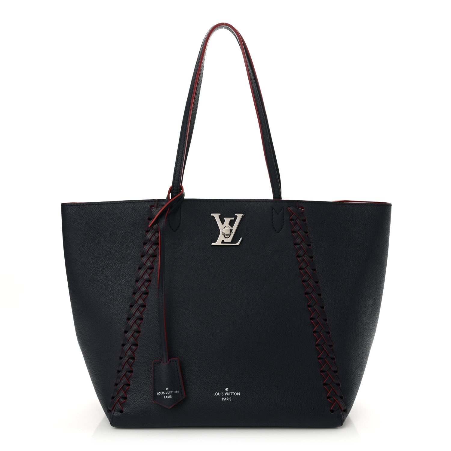 Louis Vuitton Calfskin Braided Lockme Cabas Marine Rouge 1 of 14