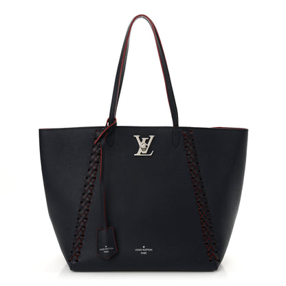 Louis Vuitton Calfskin Braided Lockme Cabas Marine Rouge 1 of 14